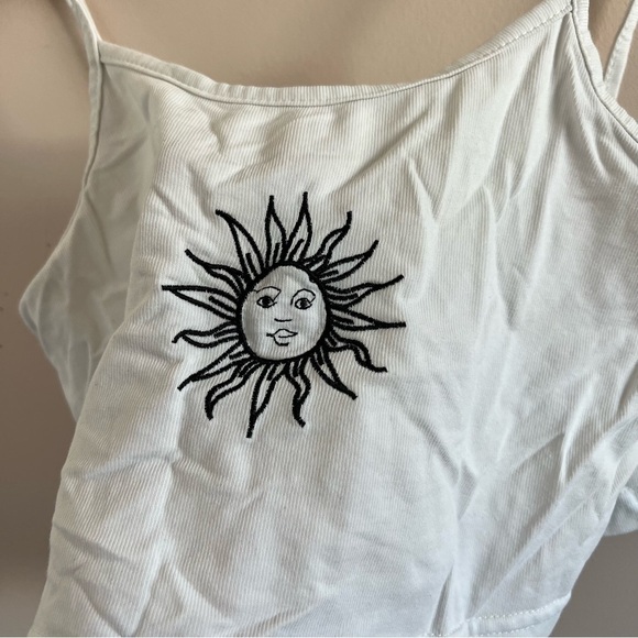 White Sun & Moon Crop Top – Medium, Soft & Breathable Tank - Picture 7 of 8